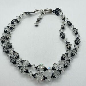 𝅺vtg Laguna Crystal Beaded Multi Strand Necklace 15”